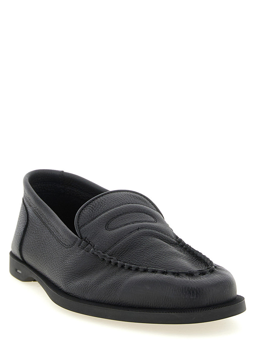 Black Textured Pace  Loafers 2