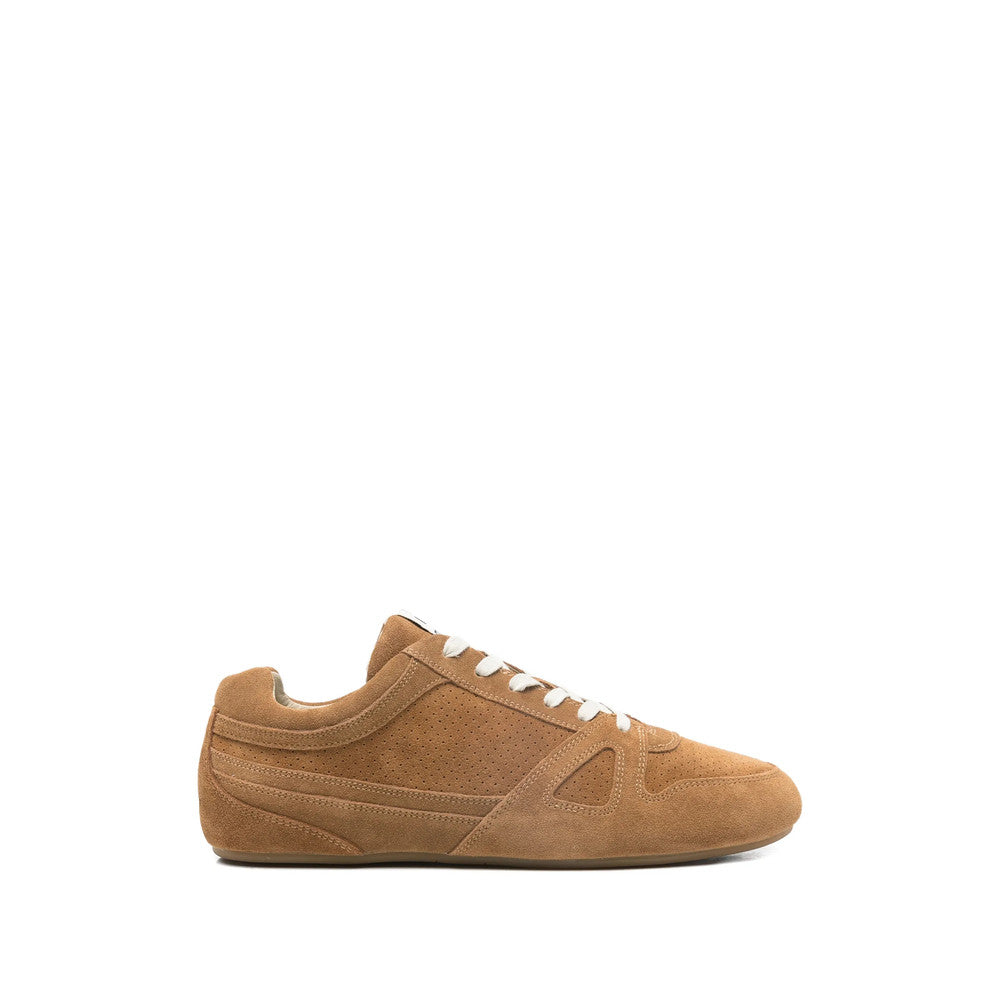 Brown Perforated Low-Top Sneakers 1