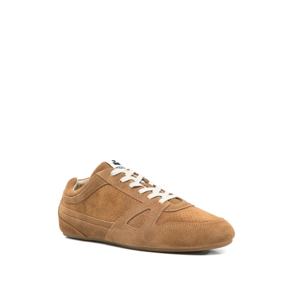Brown Perforated Low-Top Sneakers 2