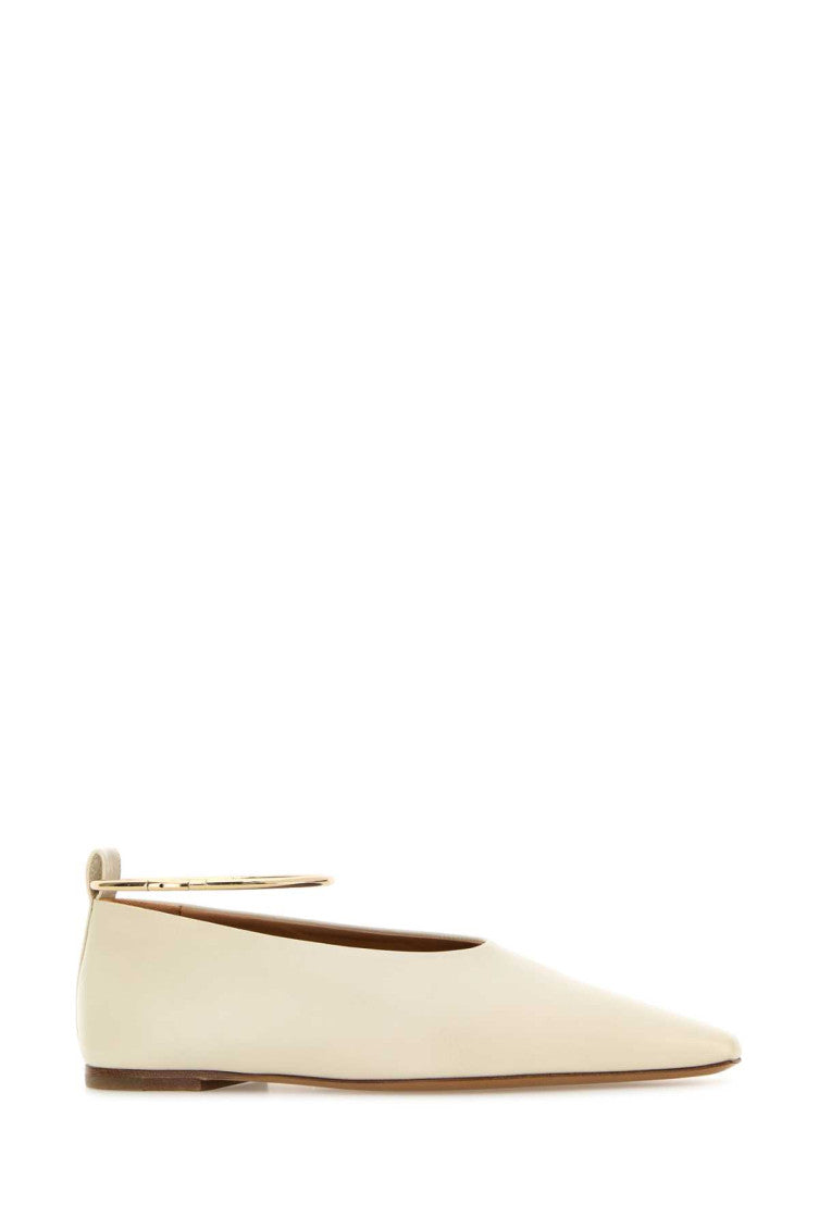 Ivory Leather Ballet Flats 2