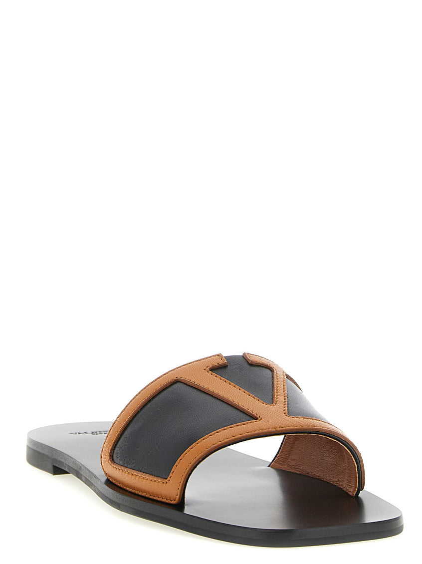 Brown Black Logo Sandals 2