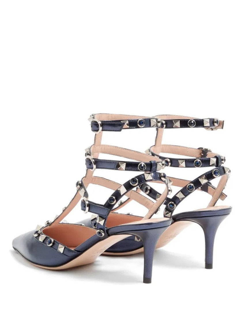 Navy Blue Rockstud Pumps 4