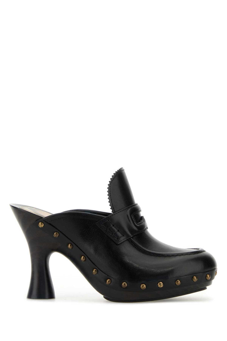 Black Leather Mules 1