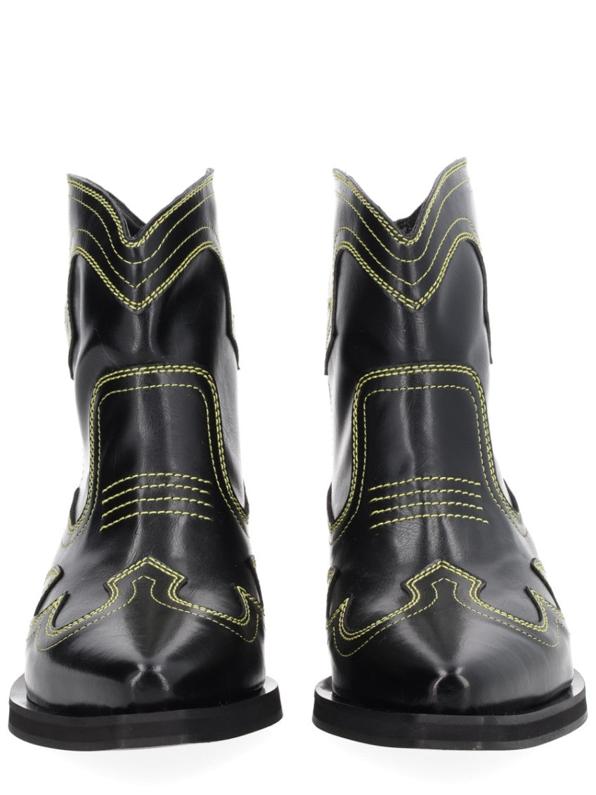 Black Embroidered Low Shaft Boots 3