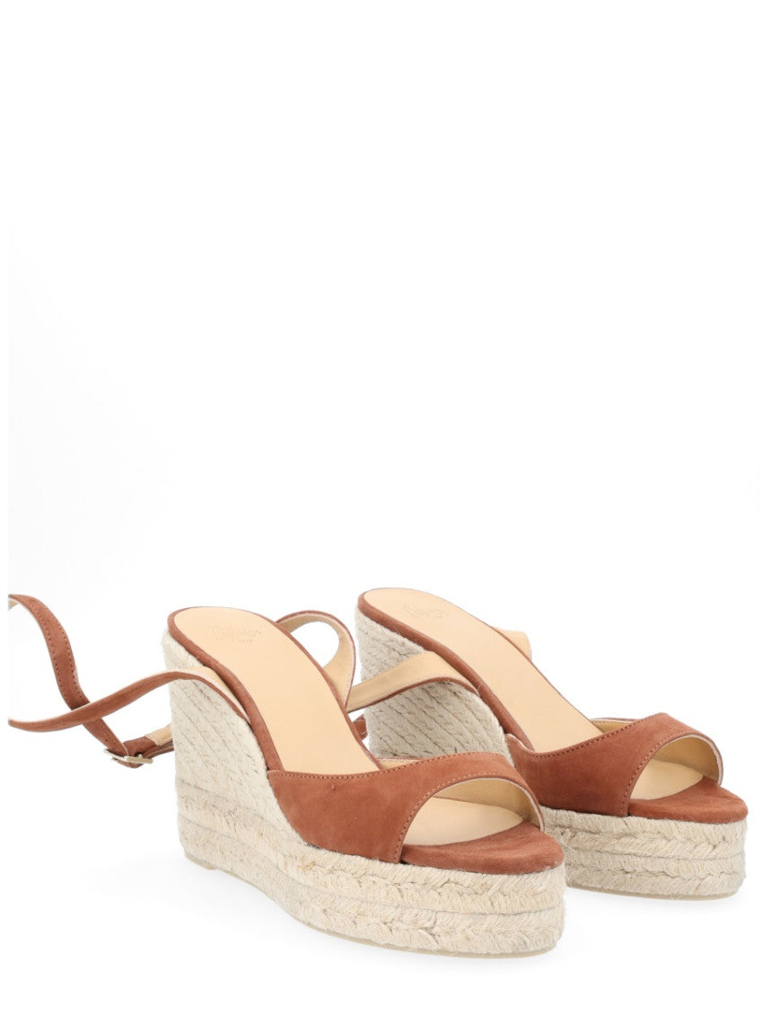 Brown Ankle-strap Wedges 6