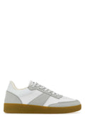 White Two-Tone Leather Sneakers 1
