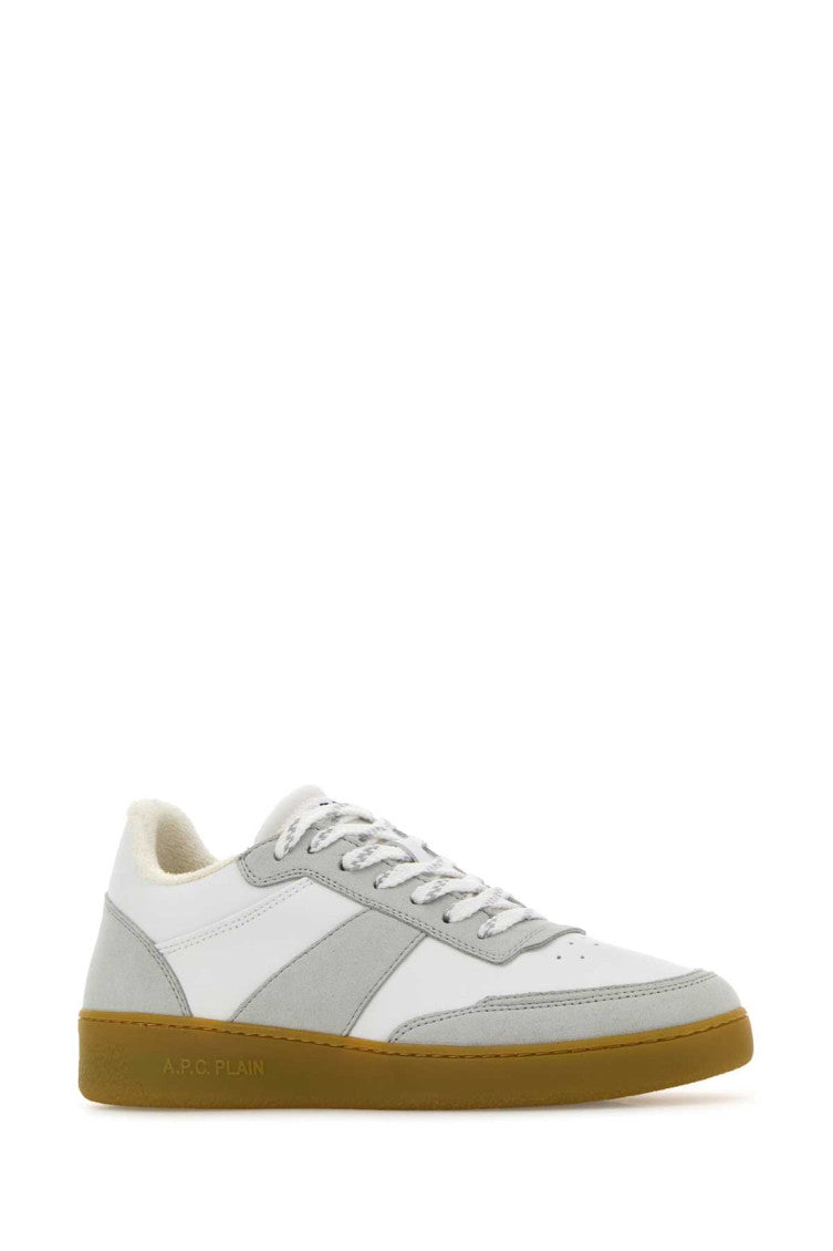 White Two-Tone Leather Sneakers 2