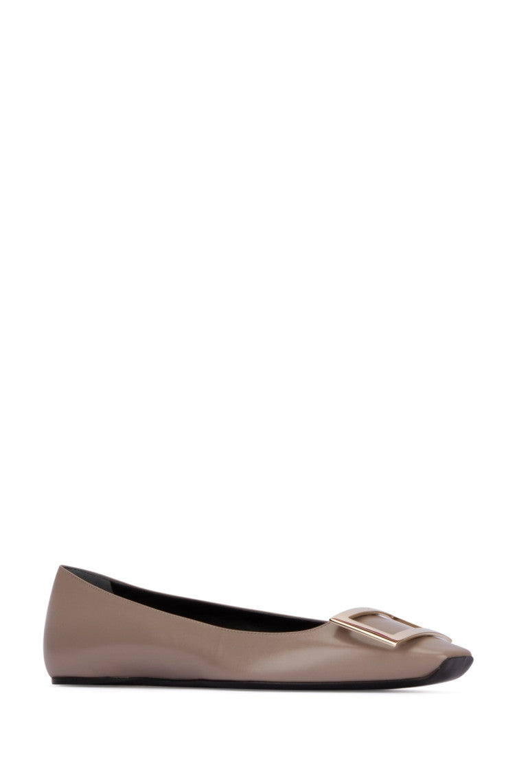 Beige Leather Ballet Flats 2