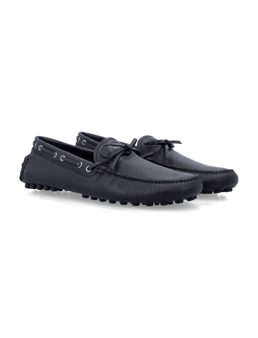 Black Solid Grid Loafers 2