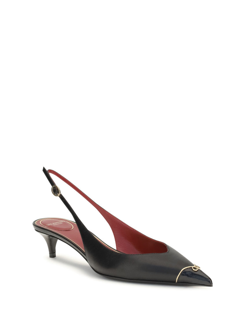 Black Logo Slingback Pumps 2