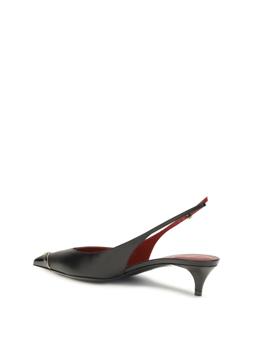 Black Logo Slingback Pumps 3