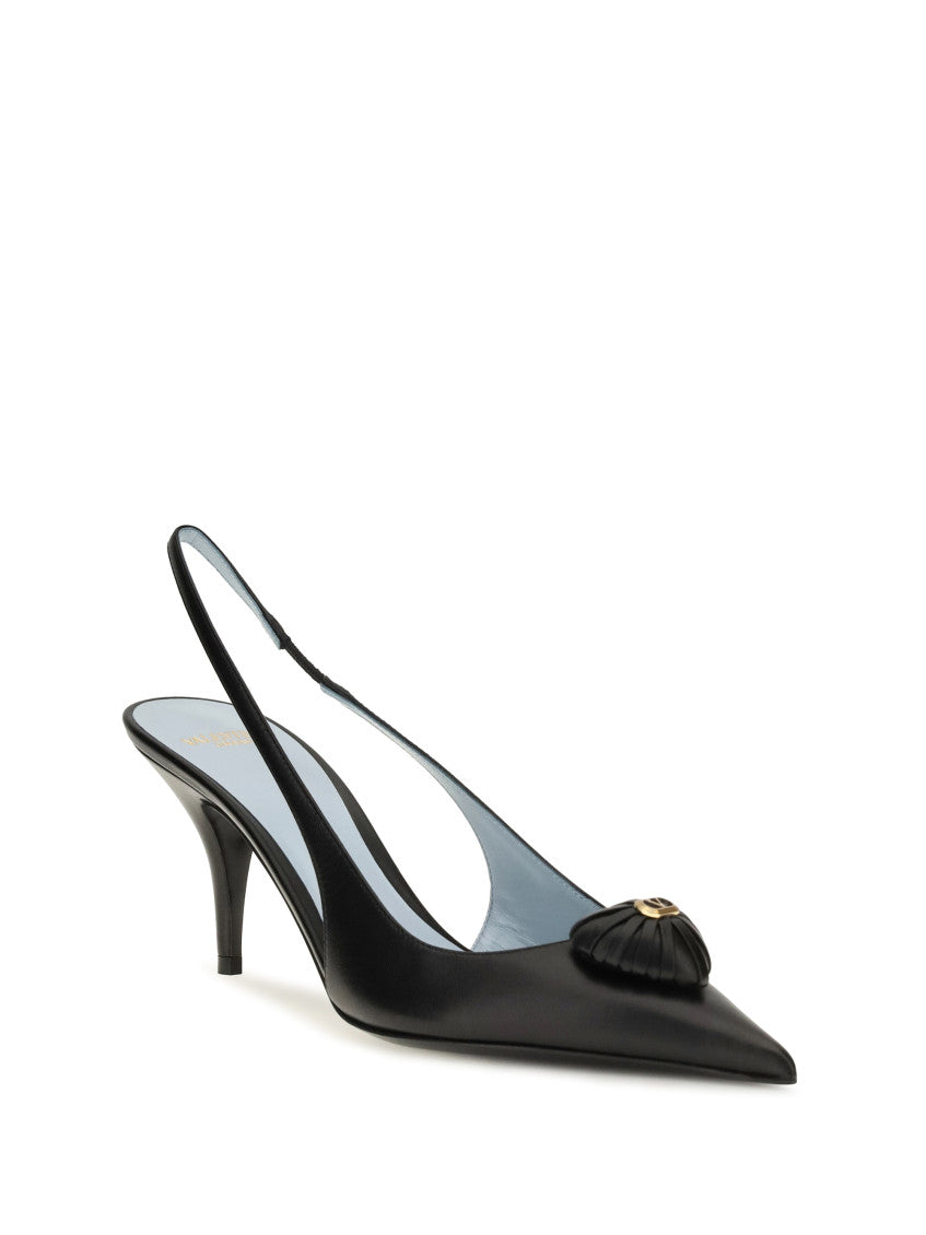 Black Slingback Leather Pumps 2