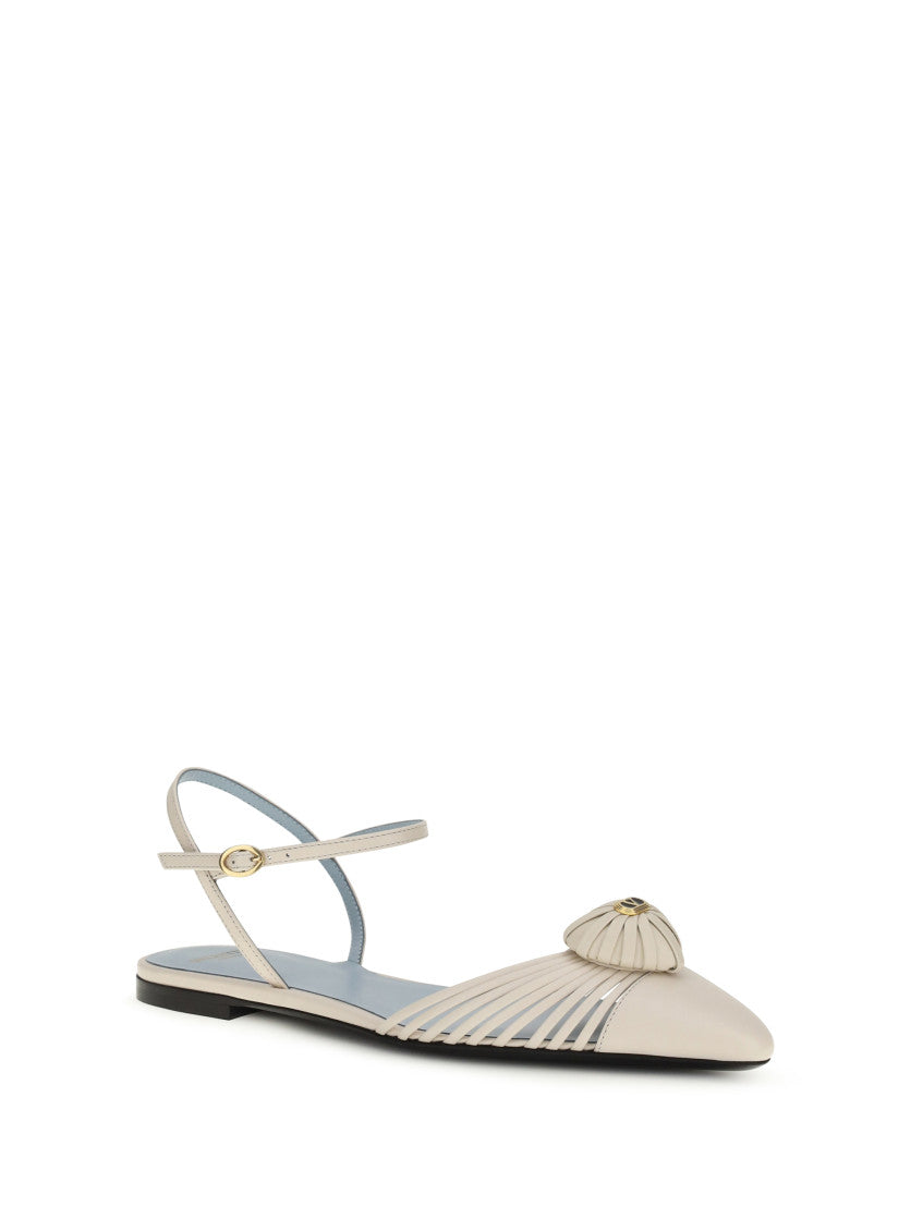 Beige Ankle-strap Ballet Flats 2