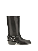 Black Leather Buckle Boots 1