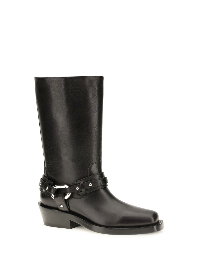 Black Leather Buckle Boots 2