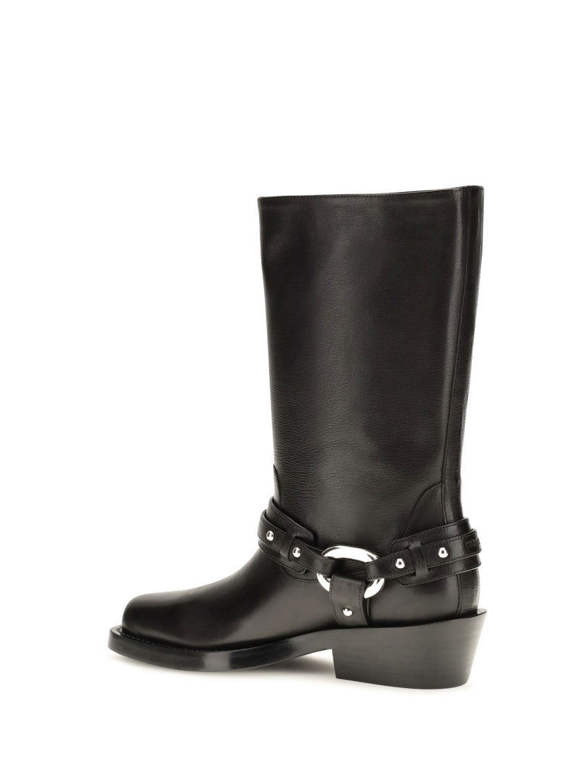 Black Leather Buckle Boots 3