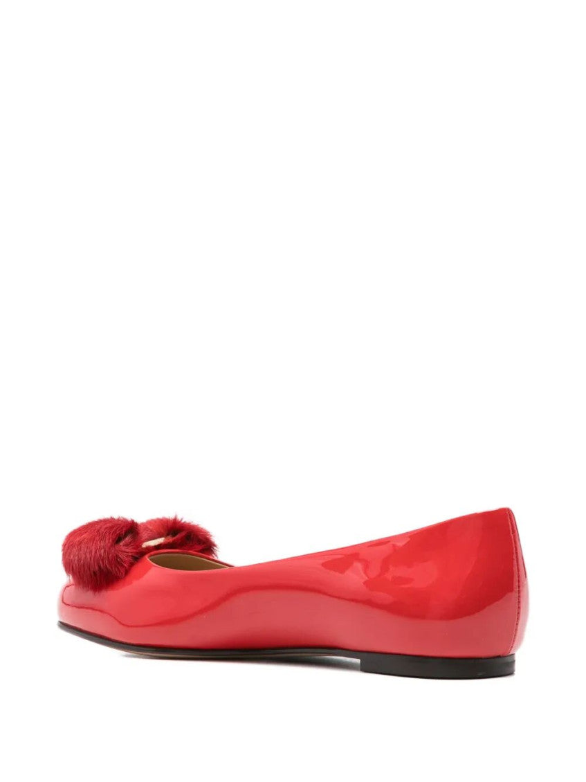 Red Leather Ballet Flats 3