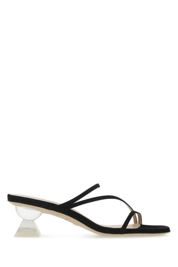 Black Suede Lucite Heels 1