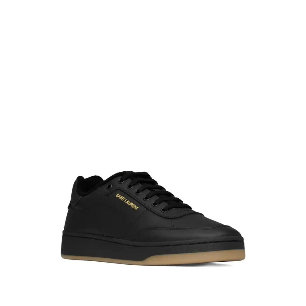 Black Logo Leather Sneakers 2