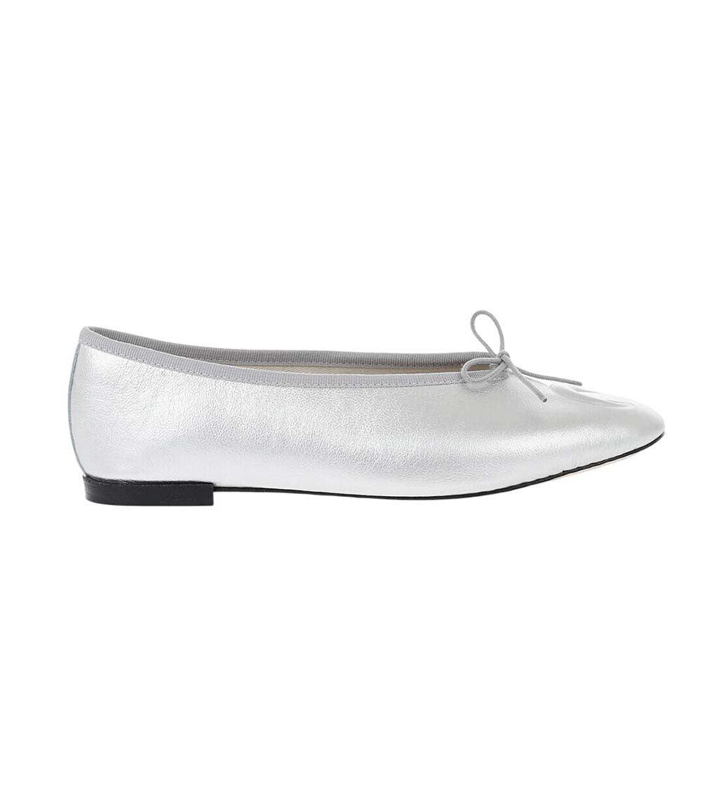 Silver Leather Ballet Flats 1