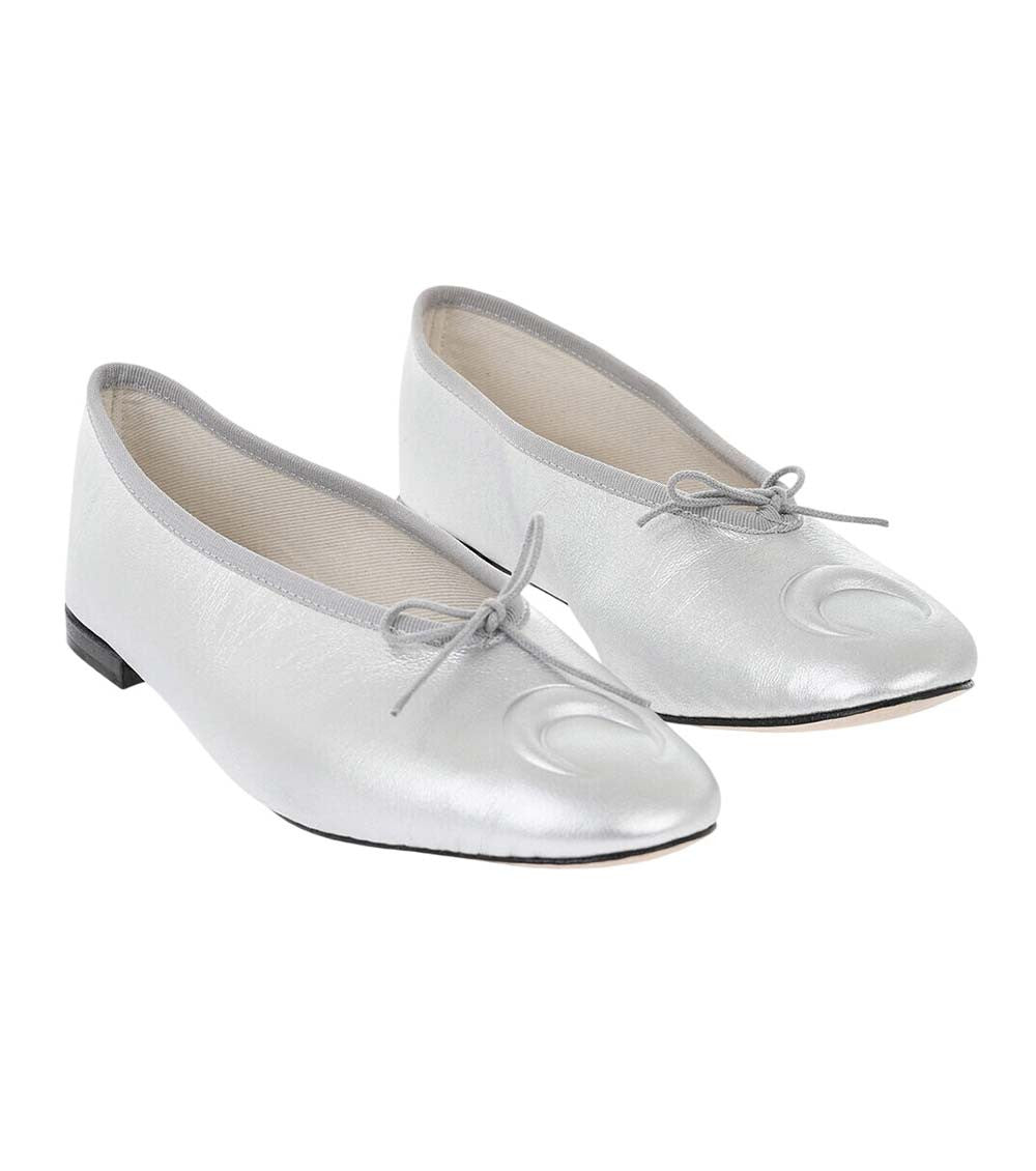 Silver Leather Ballet Flats 2