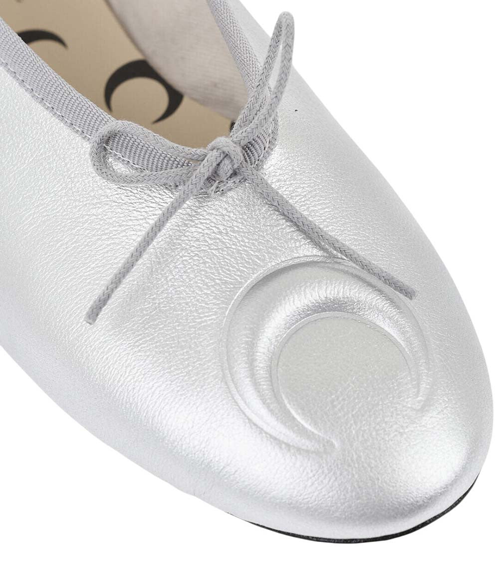 Silver Leather Ballet Flats 4