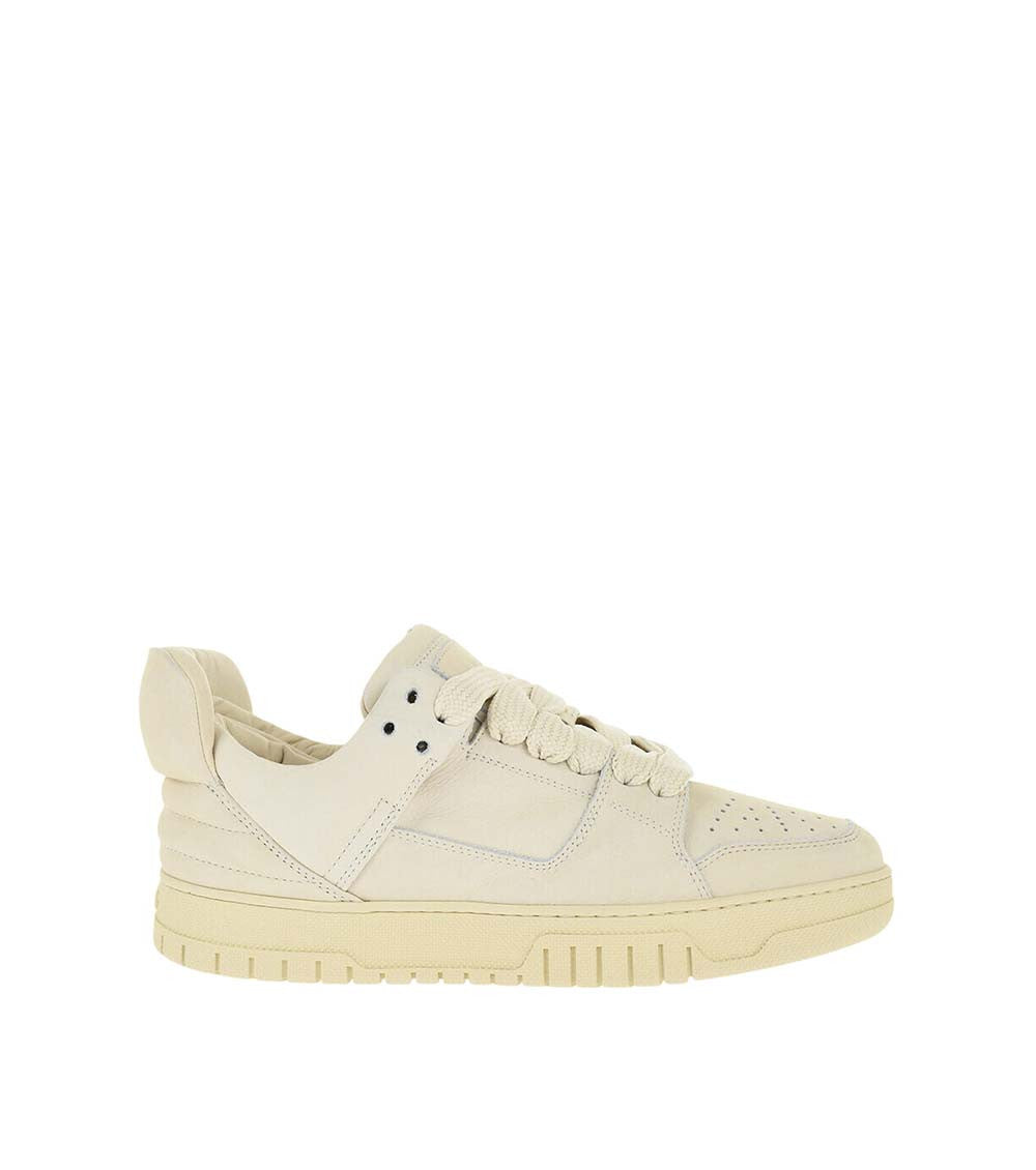 Beige Leather Low-Top Sneakers 1