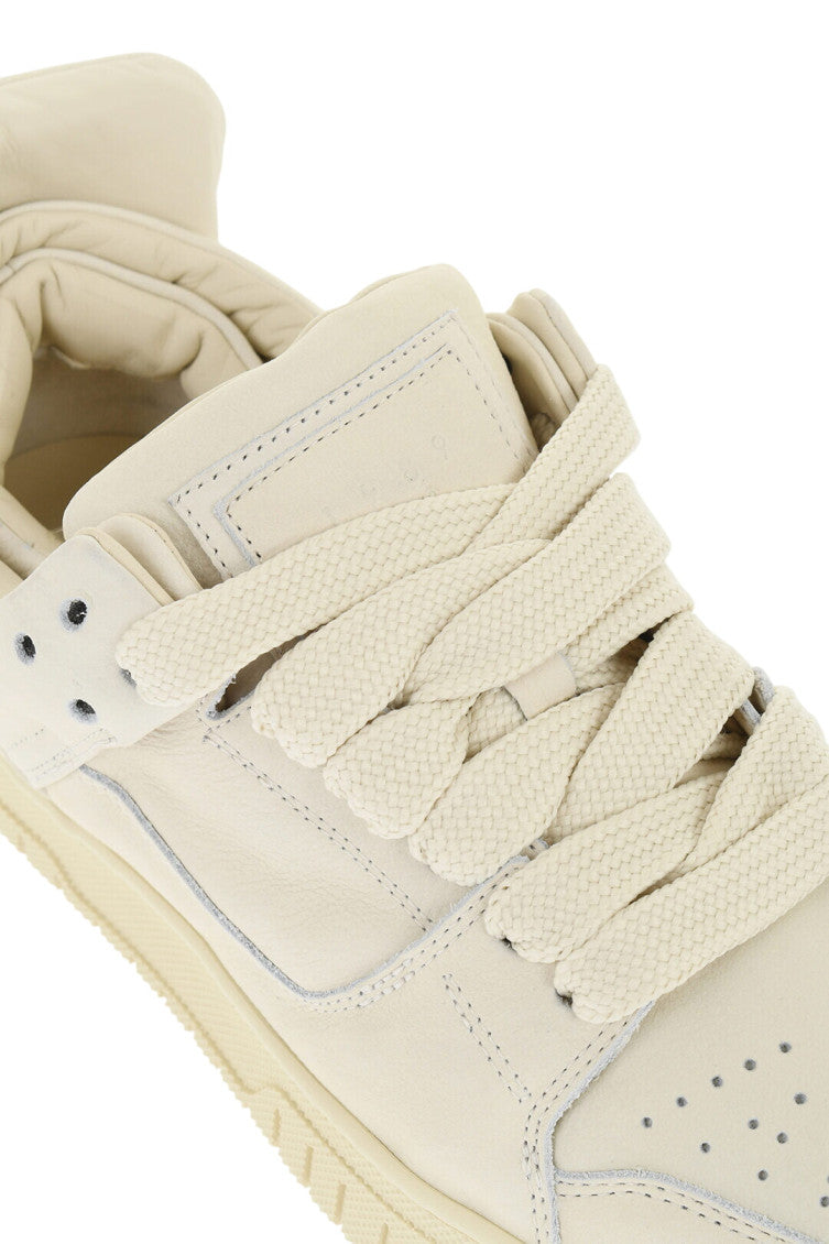 Beige Leather Low-Top Sneakers 4