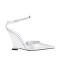 Silver Leather Wedge Pumps 1