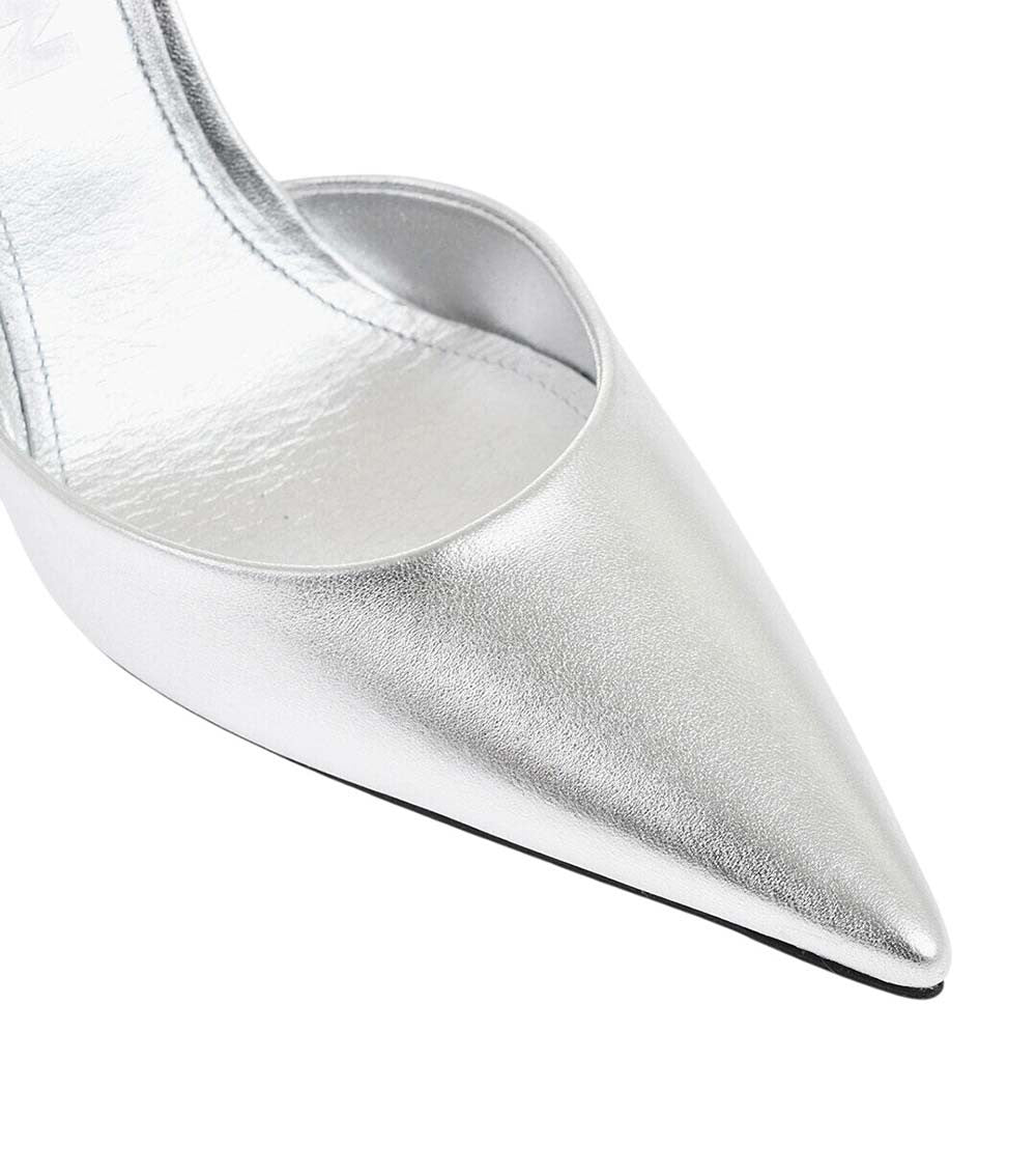 Silver Leather Wedge Pumps 4