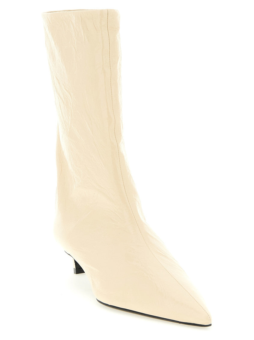 Beige Leather Ankle Boots 2
