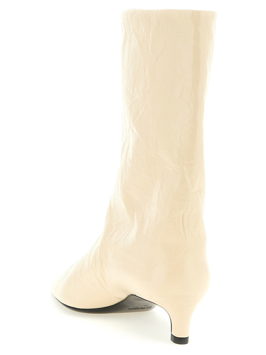 Beige Leather Ankle Boots 3
