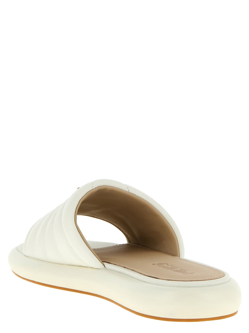 White Slip On Slides 3