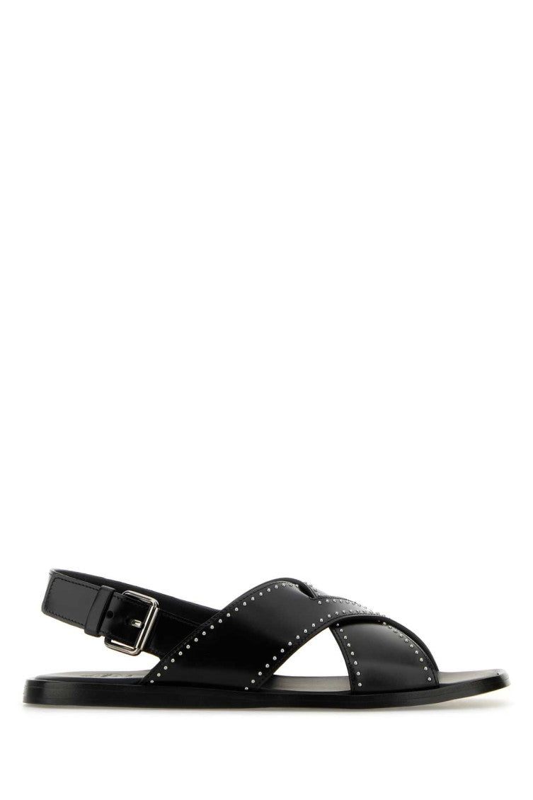 Black Leather Oksana Sandals 1