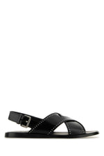 Black Leather Oksana Sandals 1