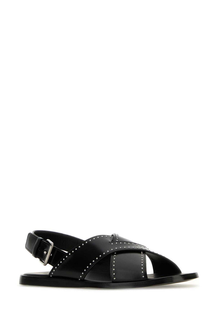 Black Leather Oksana Sandals 2