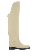 Beige Suede Equestrian Boots 1