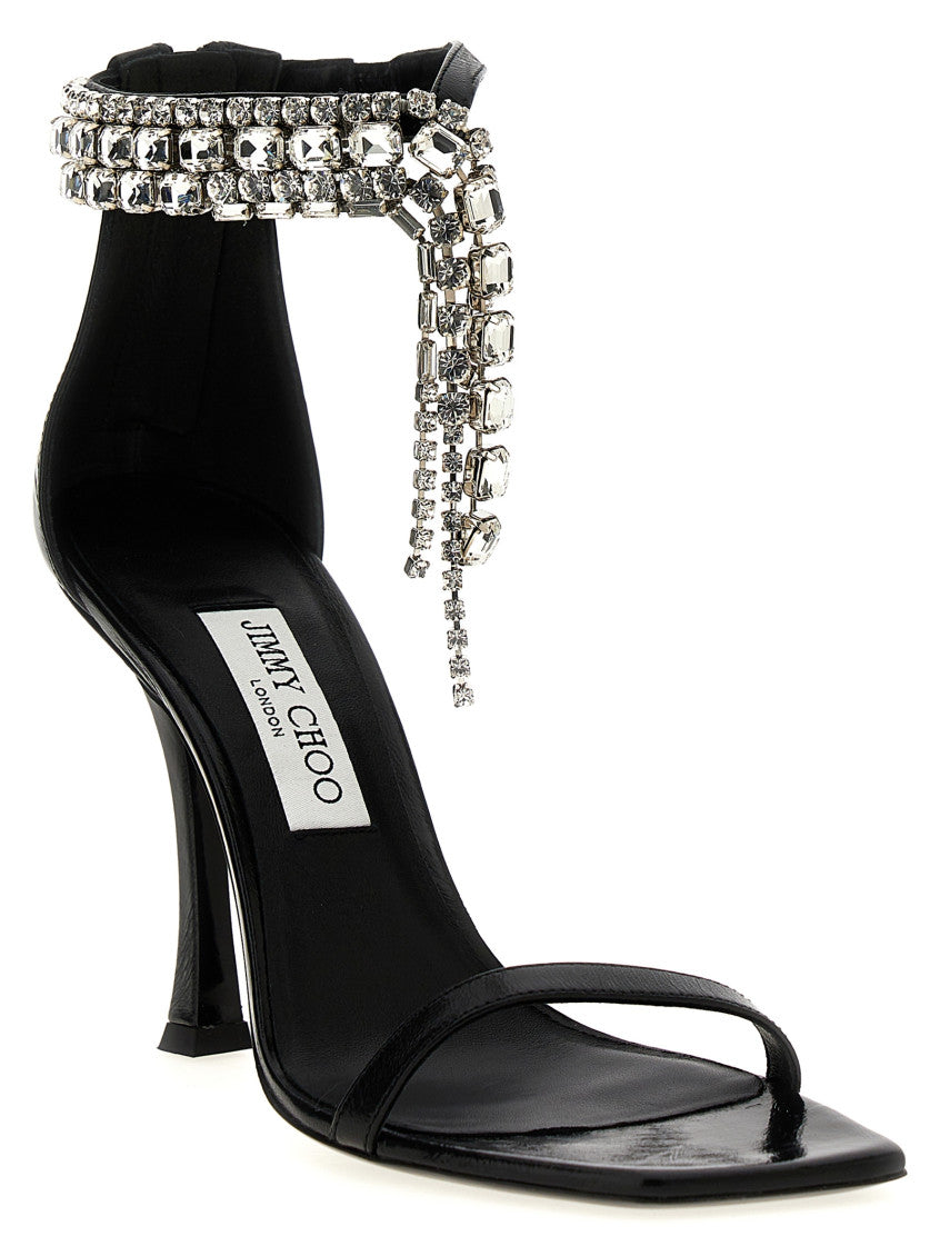 Black Vintage Metallic Leather Heels 2