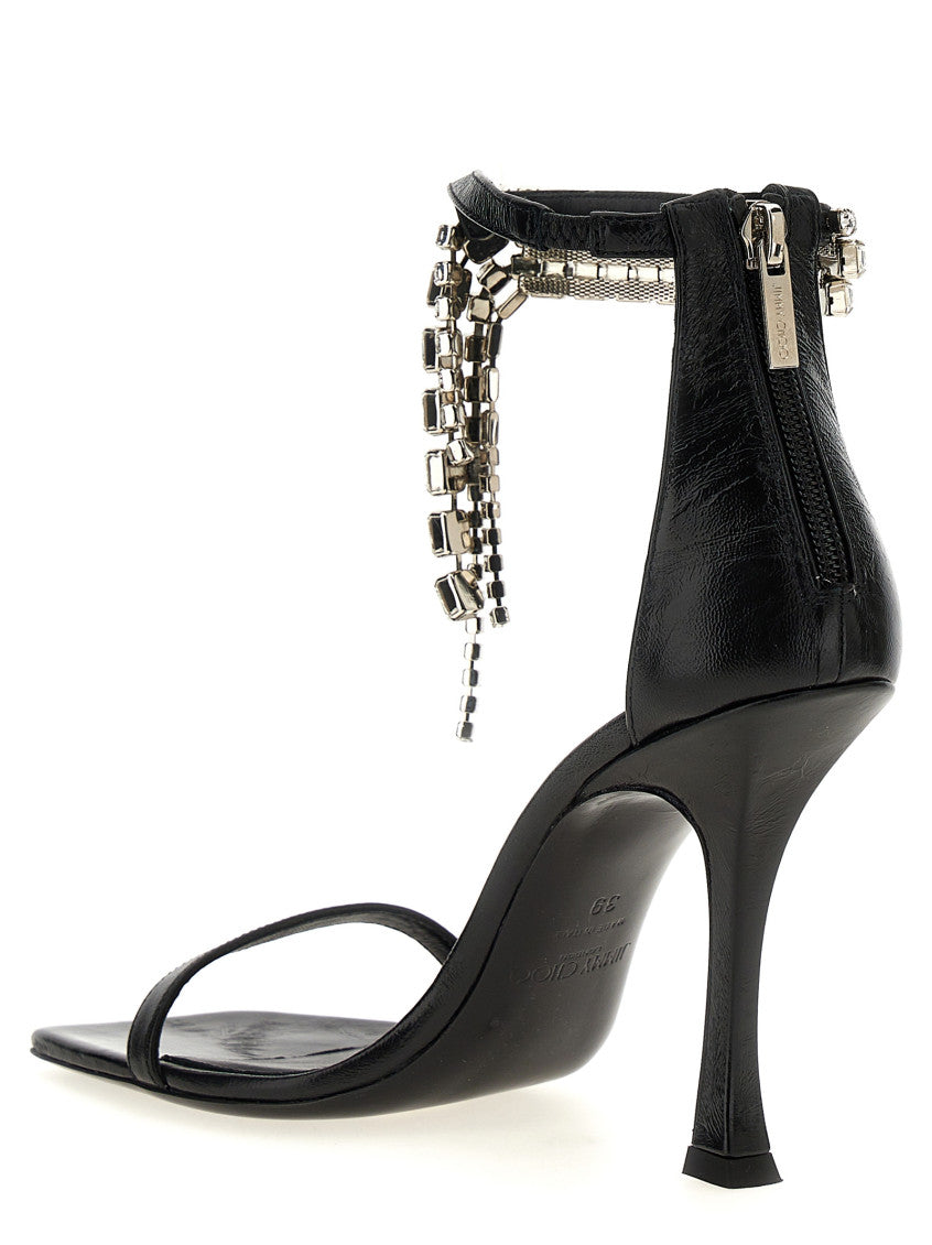 Black Vintage Metallic Leather Heels 3