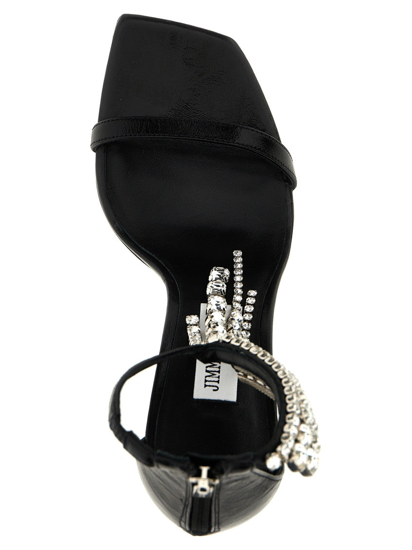 Black Vintage Metallic Leather Heels 4