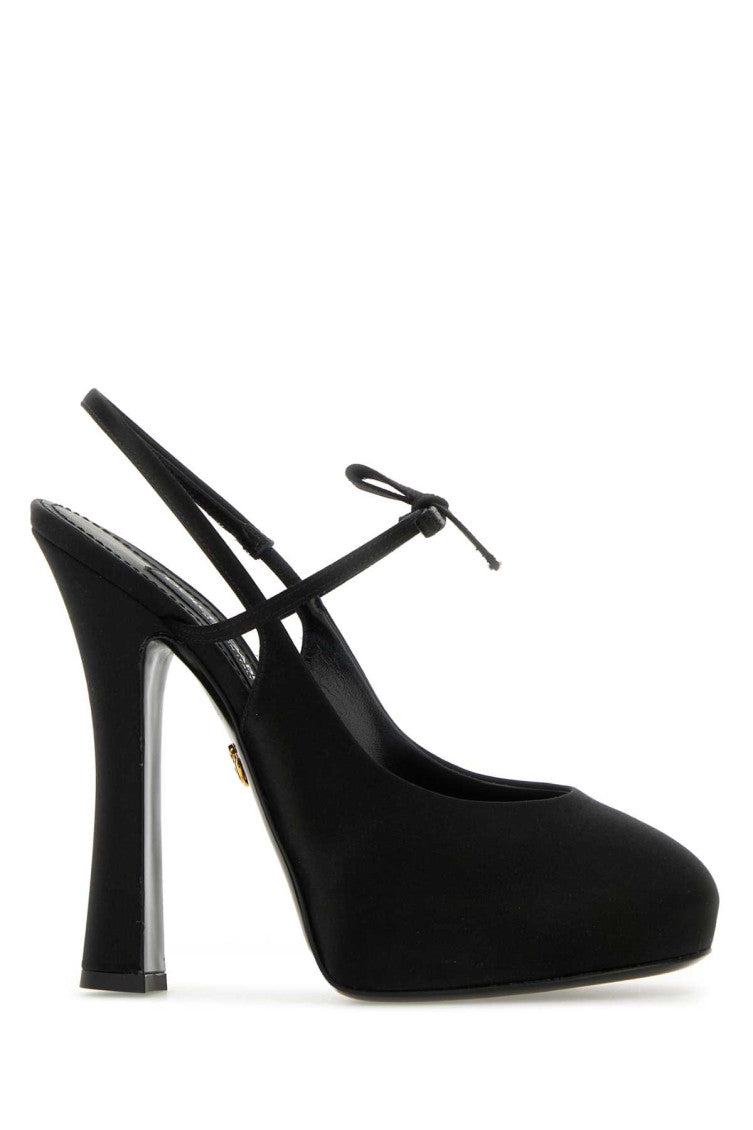 Black Satin Pumps 1