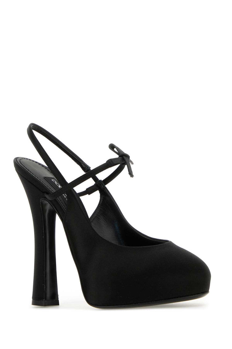 Black Satin Pumps 2