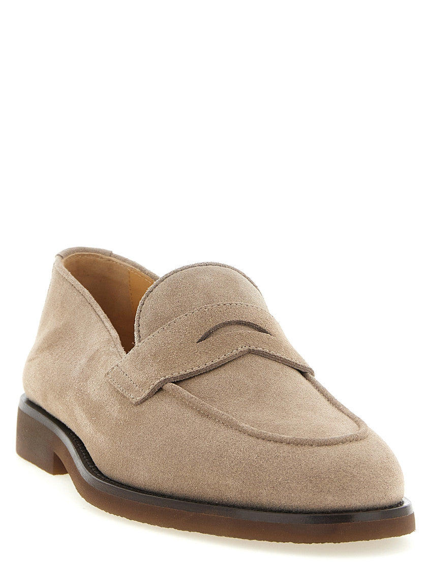 Beige Solid Penny Loafers 2