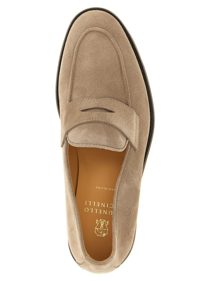 Beige Solid Penny Loafers 4