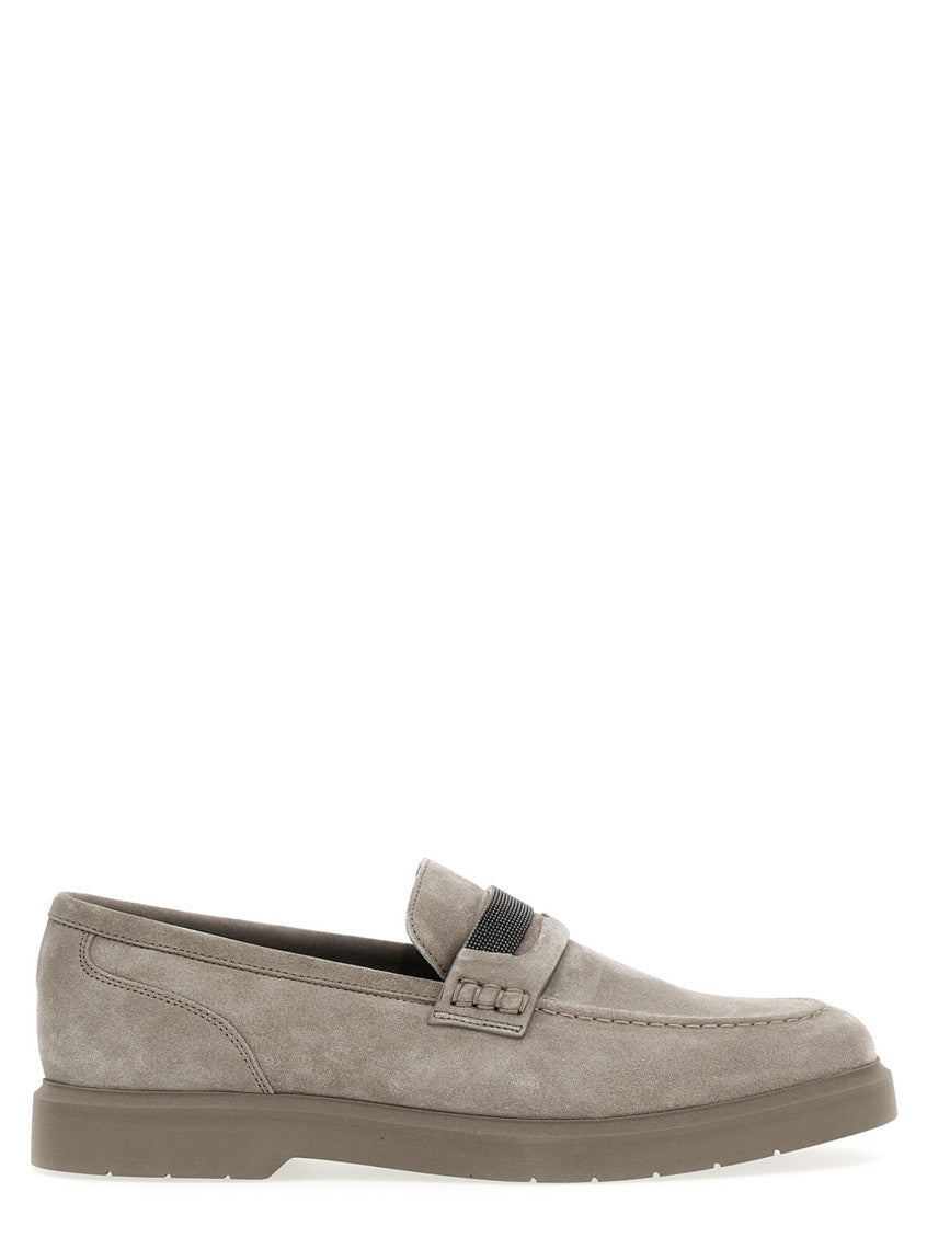Grey Solid Monile Loafers 1