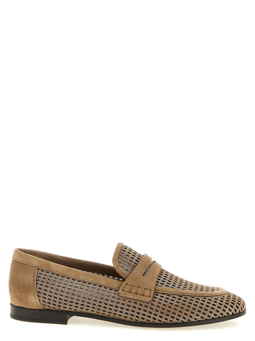 Brown Sparkling Net Loafers 1