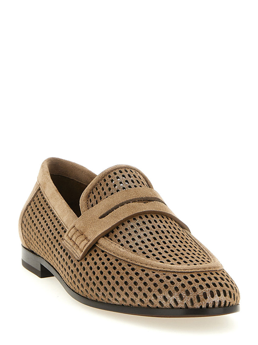 Brown Sparkling Net Loafers 2
