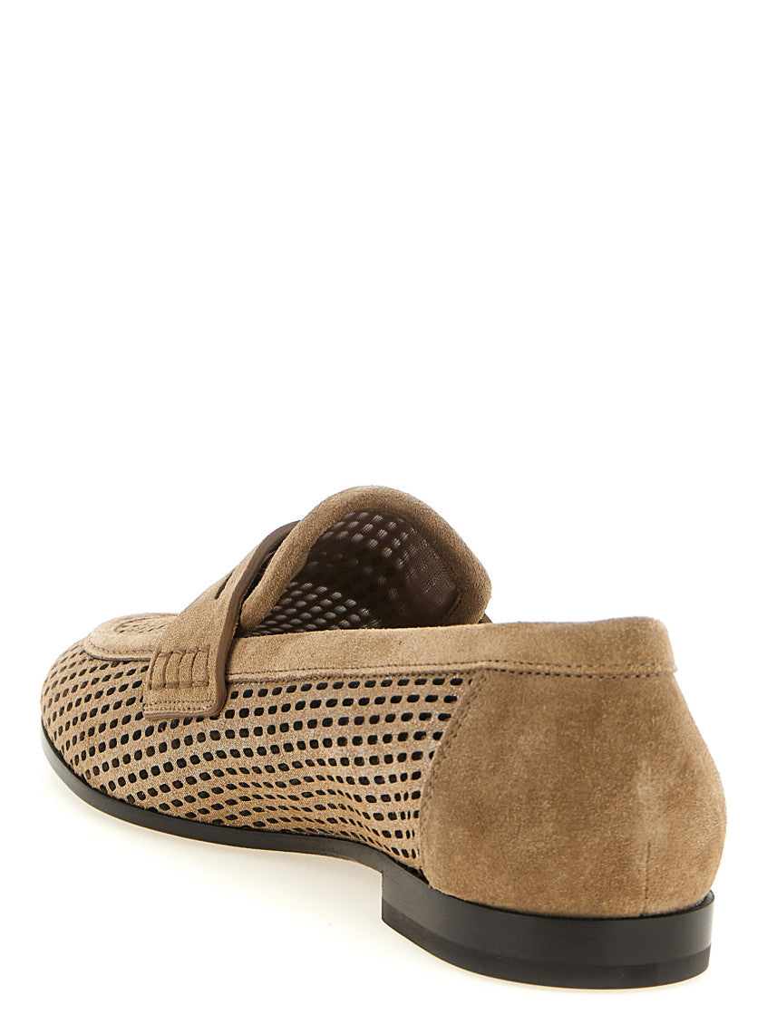 Brown Sparkling Net Loafers 3