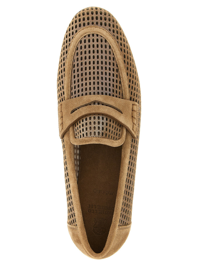 Brown Sparkling Net Loafers 4