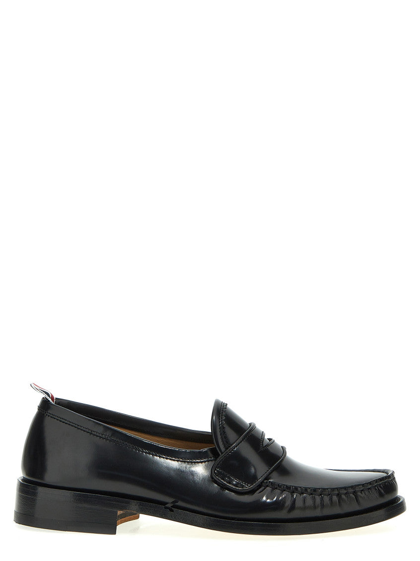 Black Solid Penny Loafers 1